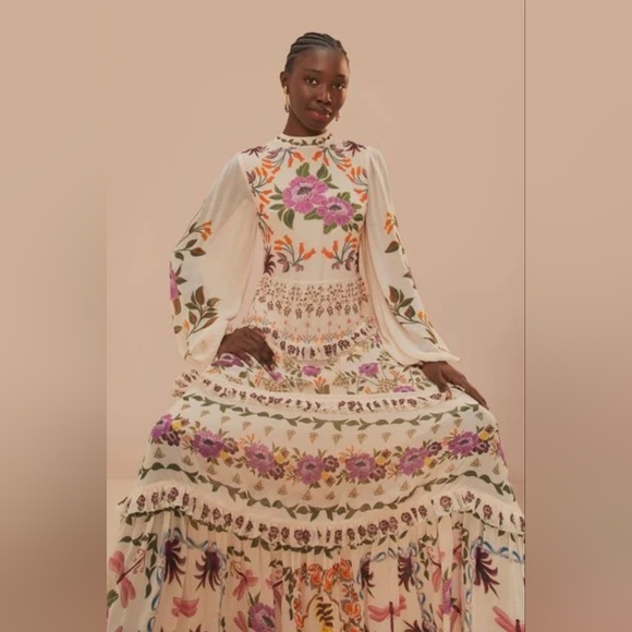 XL NWT FARM Rio Winter Garden Maxi Dress, Cream - Picture 6 of 15